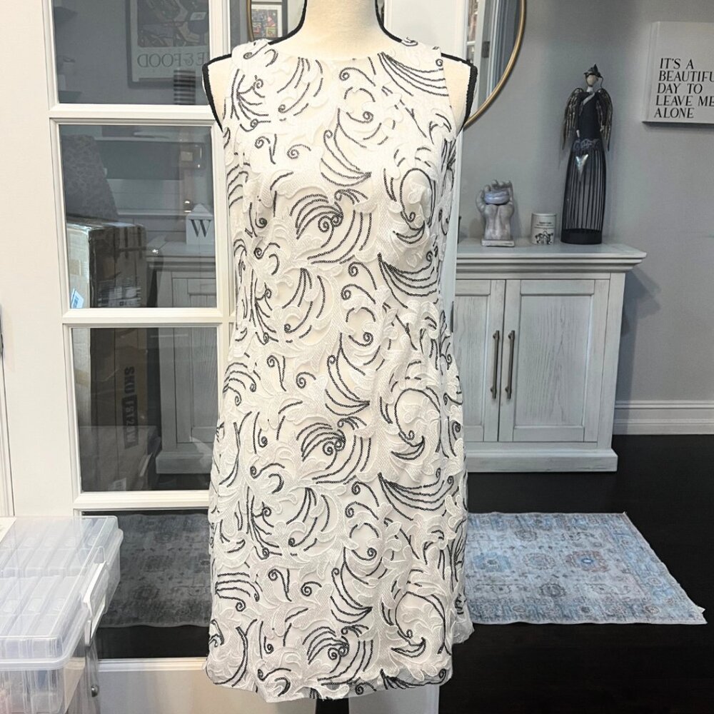 Lauren Ralph Lauren Black and White Sequence Evening Dress